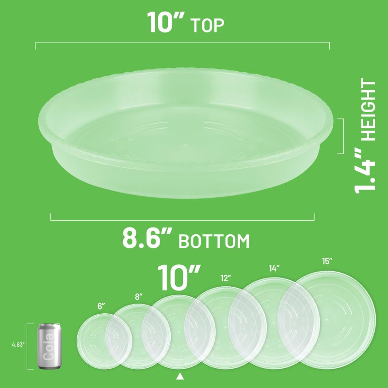 MUDEELA 6 Pack of 10 Inches Plant Saucers for Indoor  Durable Plastic Round Plant Tray Plant Dish Pant Plate to Catch Water for Flower and Plant Pot  Thicker  Stronger  Deeper  Clear - Image 2